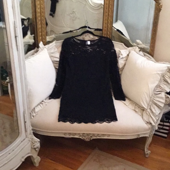 H&M DIVIDED Black Lace LONG SLEEVE DRESS Size 14 - Picture 7 of 8